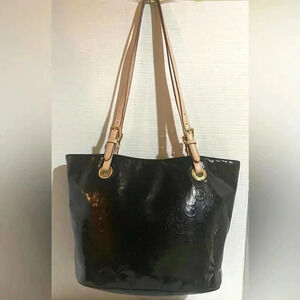 Michael Kors MK signature black  metallic tote handbag